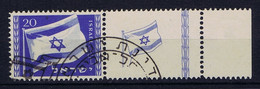 Israel: Mi  16 Used With Full Tab 1049 - Used Stamps (with Tabs)