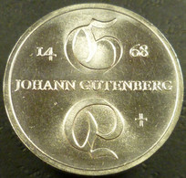 Germania Orientale - DDR - 10 Mark 1968 - 500° Morte Di Johann Gutemberg - KM# 20.1 - 10 Mark