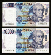 2 Billets Consécutifs De 10.000 LIRES Volta (Italie) - Pr. NEUF - 10.000 Lire