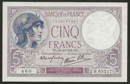 Billet 5 F  FEMME CASQUÉE - 5 F 1917-1940 ''Violet''