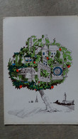 CPSM DESSIN D UN ARBRE AVEC DES MONUMENTS DE LA HAUTE NORMANDIE EMISSION DU TIMBRE REGIONAL 1978 - Arbres