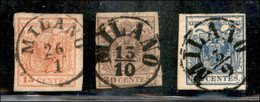 Antichi Stati Italiani - Lombardo Veneto - 15 Cent (20) + 30 Cent (21) Con Piccolo Strappo + 45 Cent (22) Usati - Altri & Non Classificati