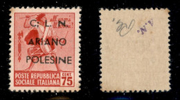 C.L.N. - Ariano Polesine - 1945 - 75 Cent (Errani 35 L) Con ; Dopo C - Gomma Integra - Other & Unclassified