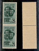 C.L.N. - Imperia - 1945 - 25 Cent Bandiera (13b + 13c) - Coppia Verticale Senza Trattini Dopo 24 E Dopo 4 - Gomma Integr - Other & Unclassified