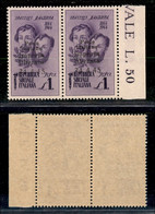 C.L.N. - Imperia - 1945 - I Lira Bandiera (14b + 14d) - Coppia Bordo Foglio Senza Trattino Dopo 24 + Senza Trattini Dopo - Other & Unclassified