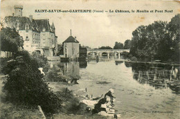 St Savin Sur Gartempe * Le Château , Le Moulin Et Pont Neuf * Lavoir Laveuses - Saint Savin