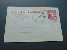 Rare Enveloppe Pneumatique Française à 75c Avec Surcharge Taxe Réduite à 60c Utilisée Par Postes Militaires Belges - Varianten & Curiosa