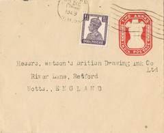 47704. Entero Postal BOMBAY (India) 1949, 2 Annas + English Stamp - Lettres & Documents