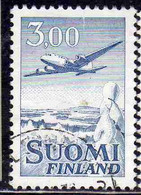 SUOMI FINLAND FINLANDIA FINLANDE 1963 AIR POST MAIL AIRMAIL DC-6 3.00m USED USATO OBLITERE' - Oblitérés