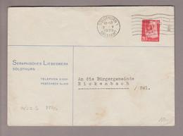 CH Portofreiheit Zu#16z 20Rp. GR#556 Brief 1939-05-03 Solothurn Seraphisches Liebeswerk Solothurn - Franchise