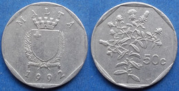 MALTA - 50 Cents 1992 "Tulliera Plant" KM# 98 Reform Coinage (1982-2008) - Edelweiss Coins - Malte