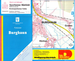 Burghaun Bei Fulda ~1989 Stadtplan Mit Strassenverzeichnis U Nachbarorte Topographie Landkarte - Cartes Topographiques