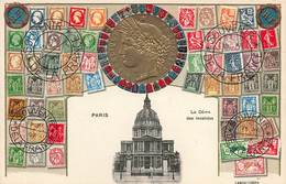 CPA Timbres Représentés - Paris Le Dome Des Invalides - Souvenir De La France - Francobolli (rappresentazioni)