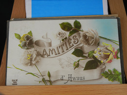 AMITIES D' AWANS - ORTHOGRAPHIE "AWAUS"  FLEURS ET RUBAN - ENVOYEE 1924-25- TBE - Awans