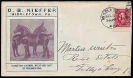 1912 US ILLUSTRATED COMMERCIAL ADVERTISING COVER HORSES MULES COLTS To GETTYSBURG - Lettres & Documents