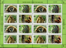 213719 MNH LAOS 2008 WWF. GIBON DE MANOS BLANCAS - Schimpansen