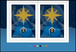 Qc. STAR OF BETHLEHEM = NATIVITY = CHRISTMAS = Pair Cut From Booklet  With COLOUR ID Marks MNH Canada 2022 - Nuovi