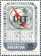222369 MNH ARGENTINA 1965 100 ANIVERSARIO DE LA UNION INTERNACIONAL DE TELECOMUNICACIÓN - Gebraucht