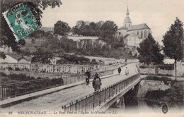 CPA FRANCE - 88 - NEUFCHATEAU - Le Pont Vert Et L'Eglise St Nicolas - Animée - LL - Neufchateau