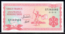 659-Burundi 20fr 1991 CF282 Neuf/unc - Burundi
