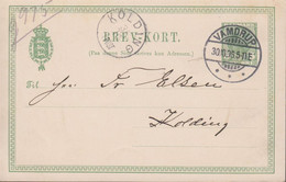 1906. DANMARK. BREVKORT 5 ØRE Christian IX Beautiful Card Cancelled VAMDRUP 30.10.06 And At Arrival KOLDIN... - JF434691 - Brieven En Documenten