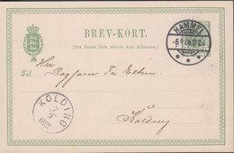 1906. DANMARK. BREVKORT 5 ØRE Christian IX Beautiful Card Cancelled HAMMEL 6 9 06 And At Arrival KOLDING 7... - JF434692 - Lettres & Documents