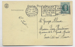 BELGIQUE 10C VERT SEUL CARTE MECANIQUE ANTWERP FESTIVAL JEWELS PAGEANT 1923 ANVERS - 1921-1925 Petit Montenez