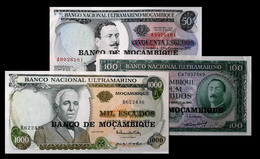 # # # Set 3 Banknoten Aus Mosambik 50 + 100 + 1.000 Escudos 1972 UNC # # # - Mozambique
