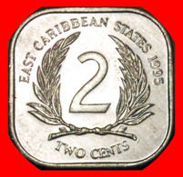 * GREAT BRITAIN (1981-2000): EAST CARIBBEAN STATES ★ 2 CENTS 1995 MINT LUSTRE QUADRANGULAR!★LOW START ★ NO RESERVE! - Ostkaribischer Staaten