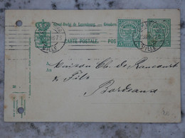 BI 9 LUXEMBOURG  BELLE  CARTE ENTIER 1896  A BORDEAUX FRANCE +AFF. INTERESSANT - Enteros Postales