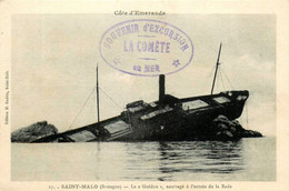 St Malo * Le Vapeur Anglais SKELDOU , Naufragé à L'entrée De La Rade * Cachet Souvenir D'excursion En Mer La Comète - Saint Malo