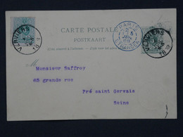 BI 9 BELGIQUE BELLE  CARTE LETTRE ENTIER   1988 VERVIERS  A PRE ST GERVAIS  FRANCE PARIS   +AFF.INTERESSANT - Other & Unclassified