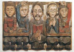 Postcard Teacher Florian Bartschi And Schoolchildren Ernst Ludwig Kirchner Painted Carving - Sculptures
