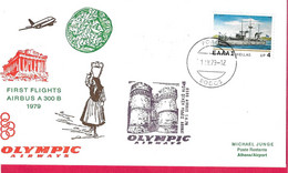 GRECIA - FIRST FLIGHT OLYMPIC AIRWAYS - RODOS/ATHENS *1.IV.79* SU BUSTA UFFICIALE - Lettres & Documents