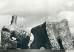Postcard Two-piece Reclining Figure Henry Moore Modern Art Sculpture - Sculptures