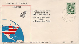 Israel, USA 1965 Spaceship/Vaisseau "Gemini 3", "Grissom & Young" Limited No. Cover Sp 5 - Asie