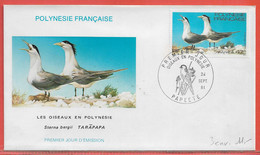 OISEAUX DE MER POLYNESIE 3 LETTRES FDC DE 1981 - Fossielen