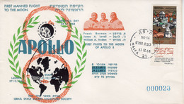 Israel, USA 1968 Spaceship/Vaisseau "Apollo 8" Launch, "First Pilots To The Moon" Limited No. Cover Sp 13B - Azië