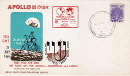 Israel, USA 1969 Spaceship/Vaisseau "Apollo 11-Moon", "Shai / Gift"  Cover Sp 15 - Asien