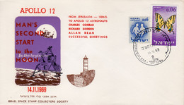 Israel, USA 1969 Spaceship/Vaisseau "Apollo 12-Moon", "Conrad,Gordon,Bean"  Cover Sp 16 - Asie