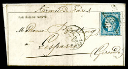 LE Général RENAULT', Gazette Des Absents N°14 Affranchie Avec 20c Lauré, Cad De Paris Le 7 Dec 70 Pour LESPARRE, Arrivée - War 1870