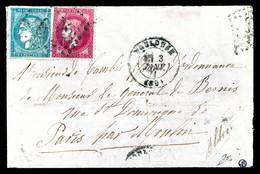 20c Bordeaux T II Et 80c Lauré Obl GC 3982 Et Càd De TOULOUSE Du 3 Janvier 1871 Sur Enveloppe Avec LM. Affranchissement - War 1870