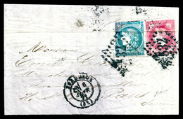 20c Bordeaux T II Et 80c Lauré (pd) Obl GC 533 Et Càd De BORDEAUX Du 6 Janv 1871 Sur Lettre Avec Texte. Affranchissement - Guerre De 1870