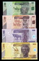 Congo República Democrática Set 4 Banknotes 1000 5000 10000 20000 Francs 2013-2022 Pick 101-104 SC UNC - Demokratische Republik Kongo & Zaire