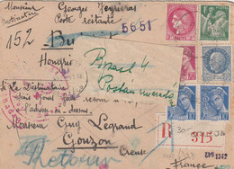 CARTE RECOMMANDEE ECRITE SUR CARTON 1943 GOUZON Envoyé En Poste Restante NOMBREUX CACHET CENSURE - 1938-42 Mercurius