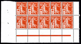 N°147, Croix Rouge De 1914 En Bloc De 10 Coin De Feuille, TTB (certificat)  Qualité: **  Cote: 1000 Euros - 1906-38 Sower - Cameo