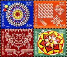 India 2009 Greetings Traditional Arts Stamps 4v SET MNH, P.O Fresh & Fine - Sonstige & Ohne Zuordnung