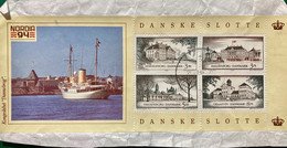 DENMARK 1994, FRONT CUT OUT ONLY,, MINIATURE SHEET,USED NORDIA 94, SHIP, BUILDING HERITAGE, ARCHITECTURE, - Covers & Documents