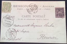 LEVÉE EXCEPTIONNELLE RARE: "PARIS DEPART E1 1900" Carte Postale Affr Sage>Fleurier Suisse (France Lettre Cpa - 1877-1920: Semi-moderne Periode
