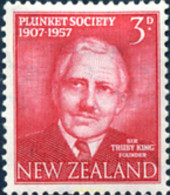 248827 MNH NUEVA ZELANDA 1957 CINCUENTENARIO DEL PLUNKET SOCIETY FUNDADOR TRUBY KING - Abarten Und Kuriositäten